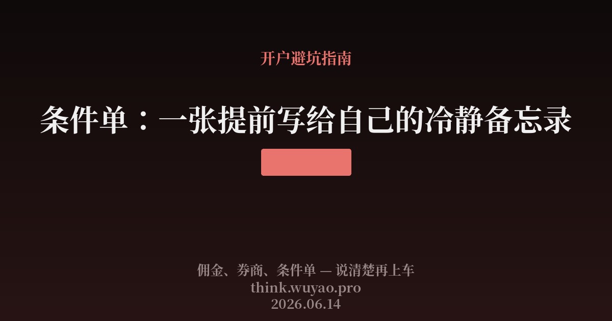 条件单:一张提前写给自己的冷静备忘录