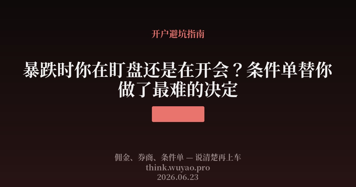 暴跌时你在盯盘还是在开会?条件单替你做了最难的决定