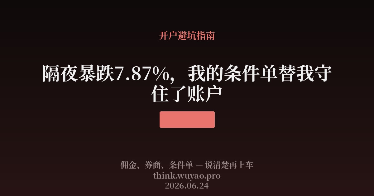 隔夜暴跌7.87%，我的条件单替我守住了账户