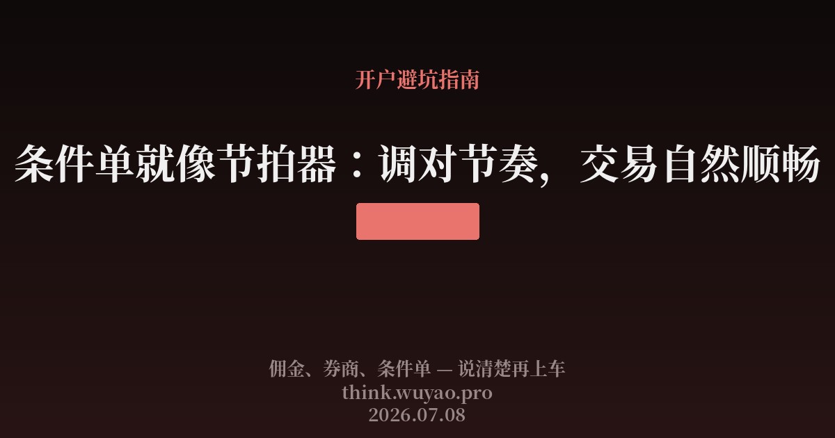 条件单就像节拍器:调对节奏,交易自然顺畅