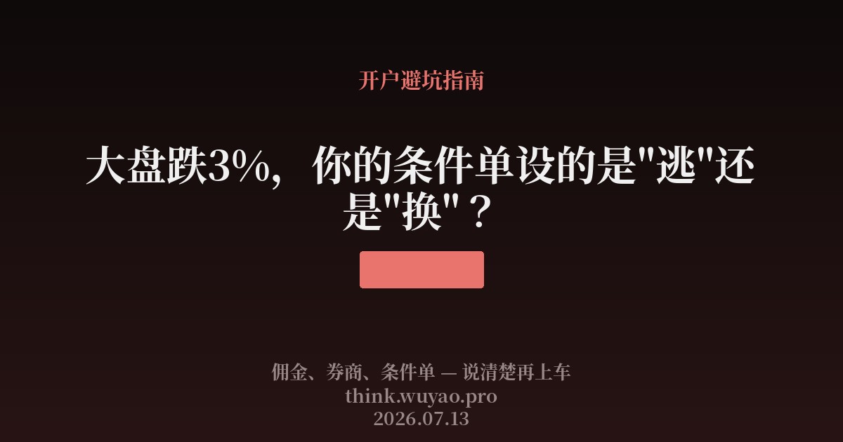 大盘跌3%,你的条件单设的是逃还是换