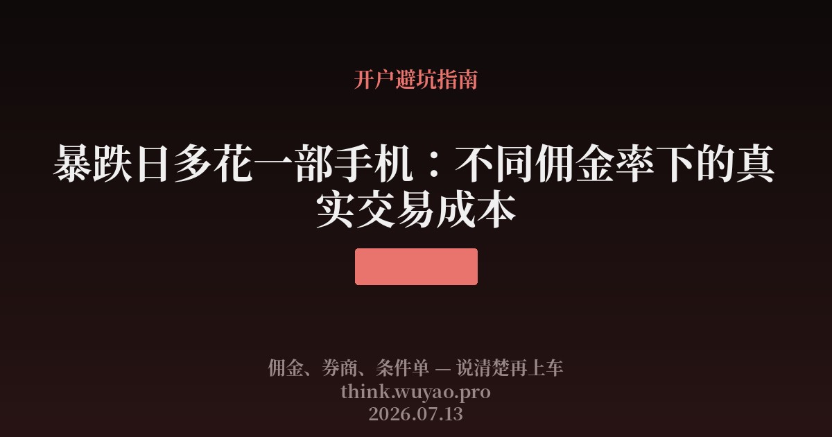 暴跌日多花一部手机:不同佣金率下的真实交易成本