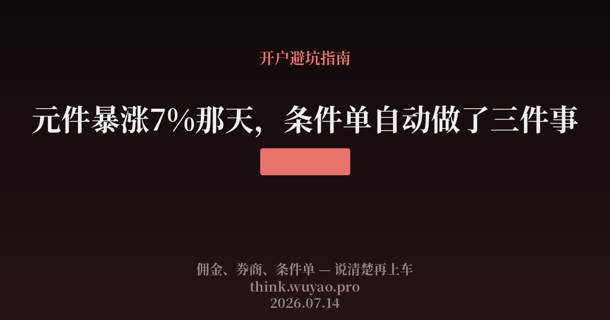元件暴涨7%那天,条件单自动做了三件事