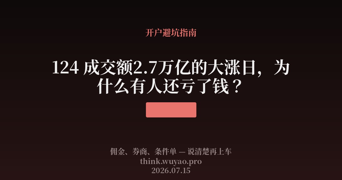 124 成交额2.7万亿的大涨日，为什么有人还亏了钱？