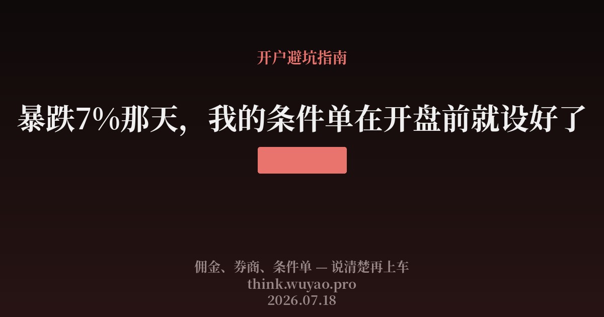 暴跌7%那天,我的条件单在开盘前就设好了