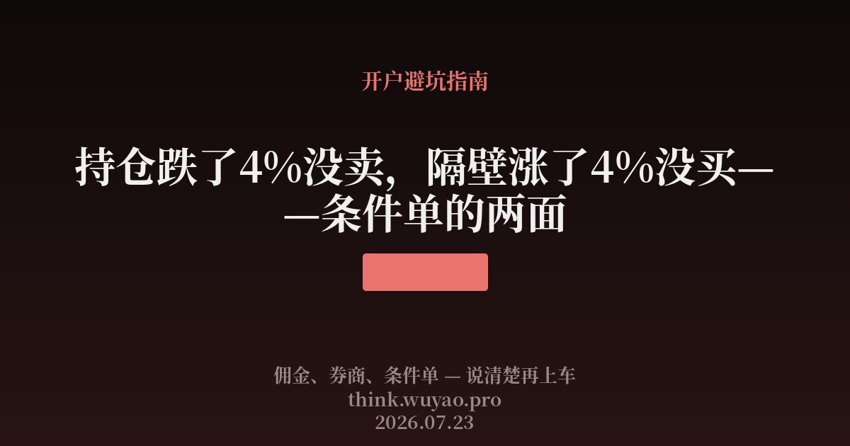 持仓跌了4%没卖,隔壁涨了4%没买——条件单的两面
