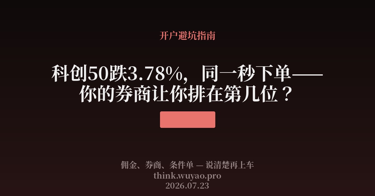 科创50跌3.78%,同一秒下单——你的券商让你排在第几位?
