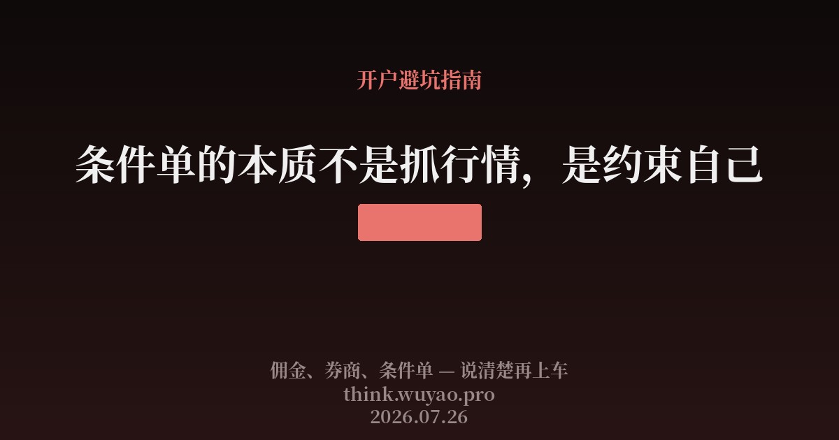 条件单的本质不是抓行情,是约束自己