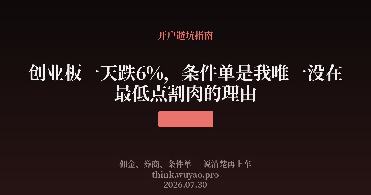 创业板一天跌6%,条件单是我唯一没在最低点割肉的理由