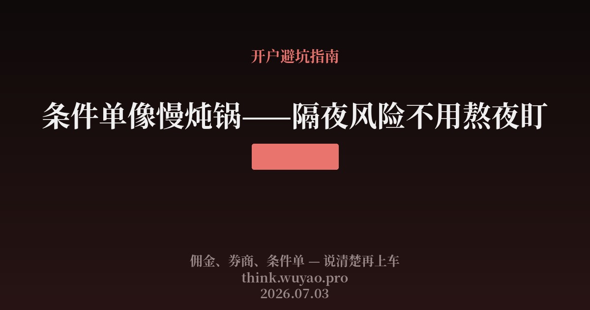 条件单像慢炖锅——隔夜风险不用熬夜盯