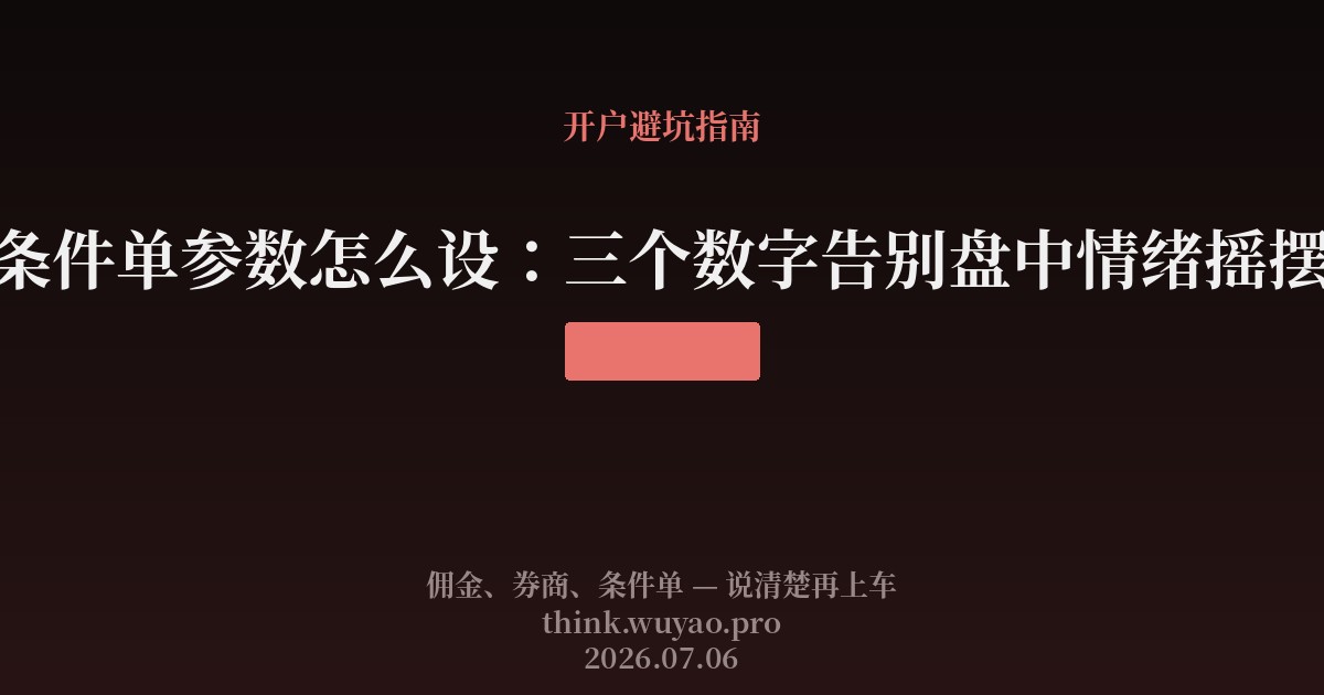 条件单参数怎么设:三个数字告别盘中情绪摇摆