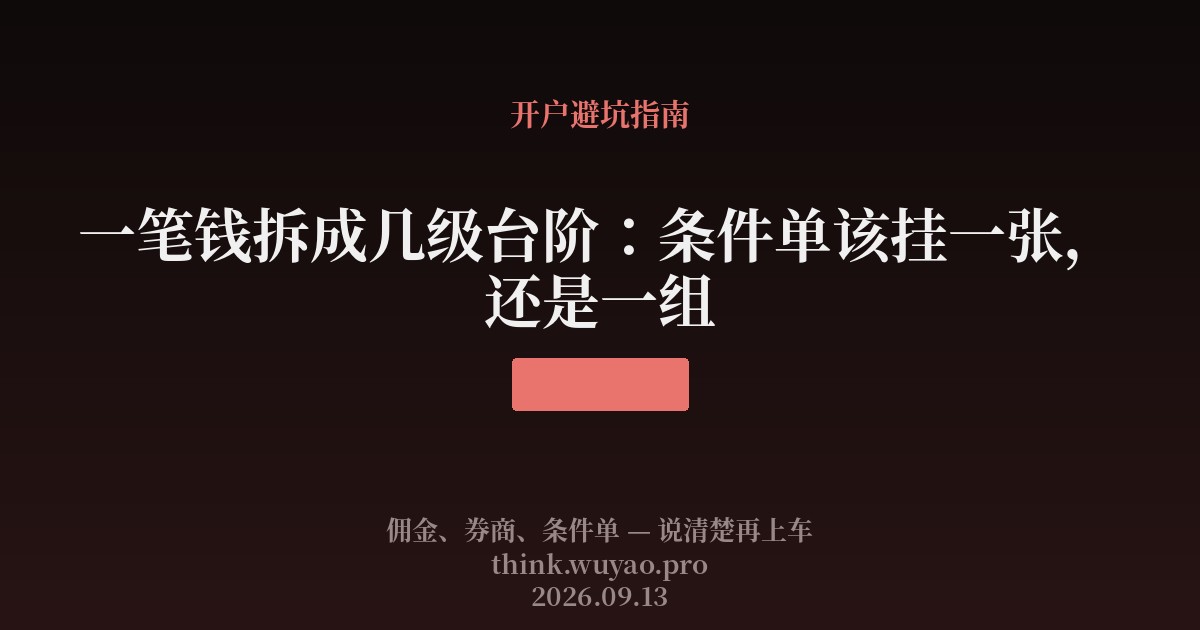 一笔钱拆成几级台阶:条件单该挂一张,还是一组