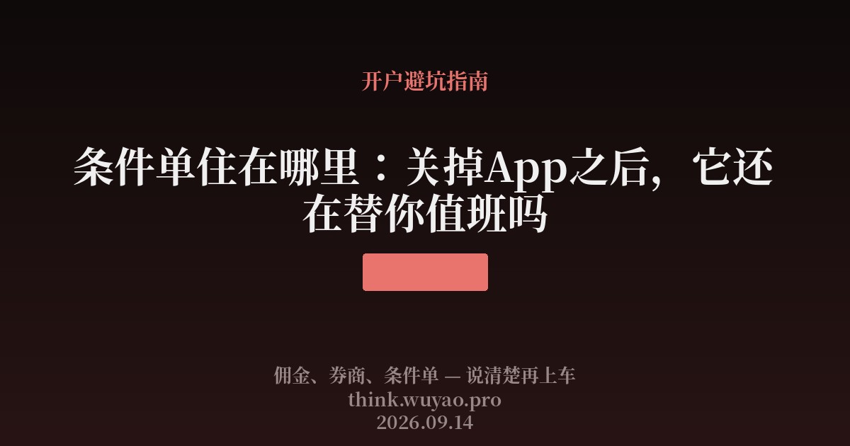 条件单住在哪里:关掉App之后,它还在替你值班吗