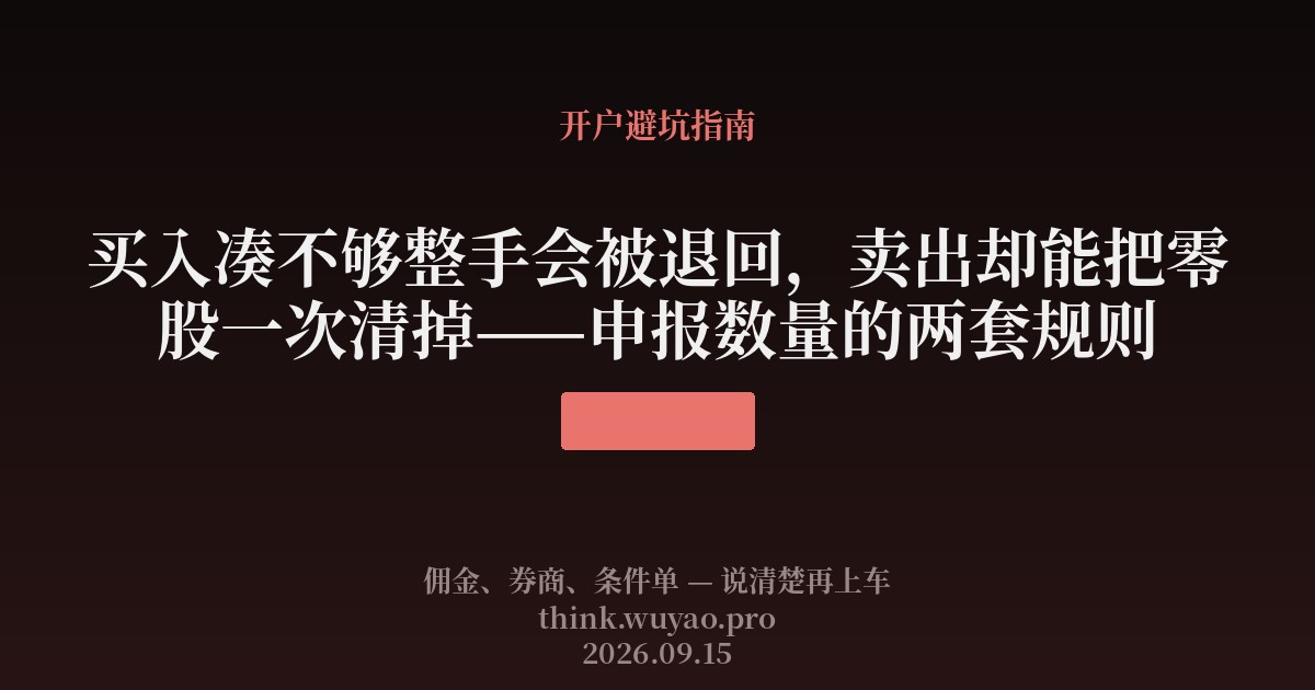 买入凑不够整手会被退回，卖出却能把零股一次清掉——申报数量的两套规则