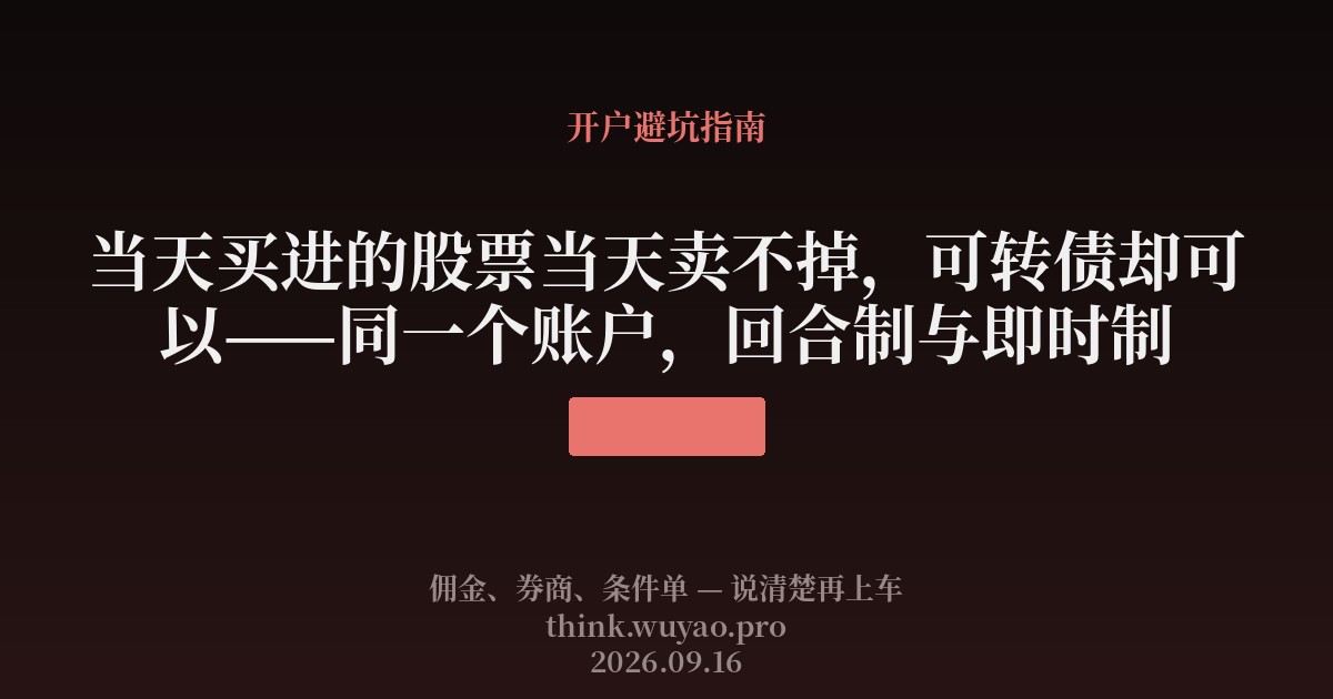当天买进的股票当天卖不掉,可转债却可以——同一个账户,回合制与即时制