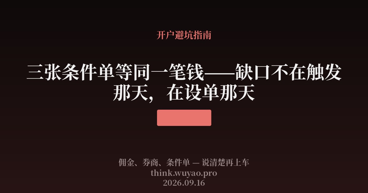 三张条件单等同一笔钱——缺口不在触发那天，在设单那天