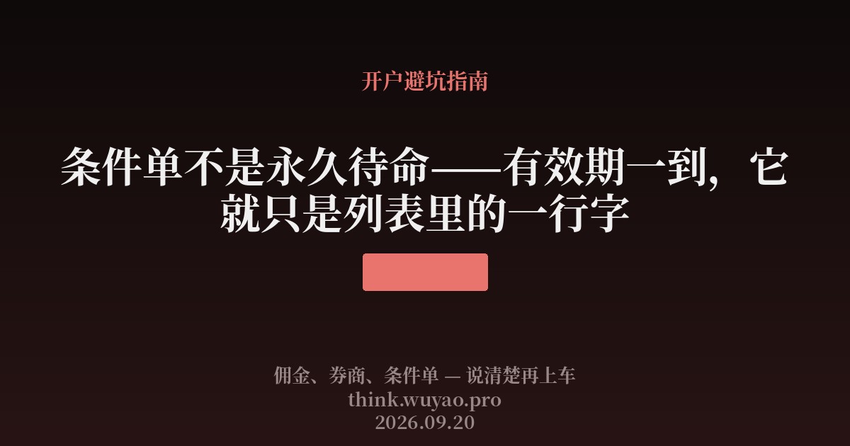 条件单不是永久待命——有效期一到,它就只是列表里的一行字