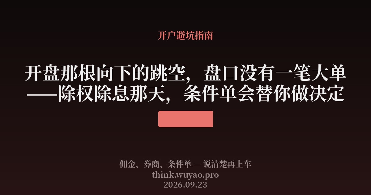 开盘那根向下的跳空,盘口没有一笔大单——除权除息那天,条件单会替你做决定