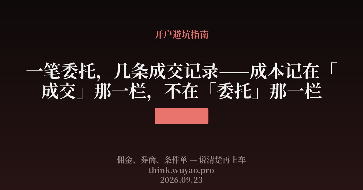 一笔委托,几条成交记录——成本记在「成交」那一栏,不在「委托」那一栏