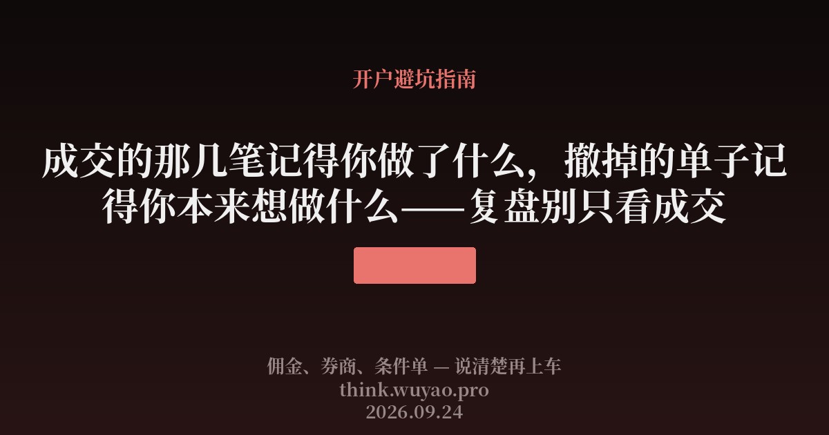 成交的那几笔记得你做了什么,撤掉的单子记得你本来想做什么——复盘别只看成交