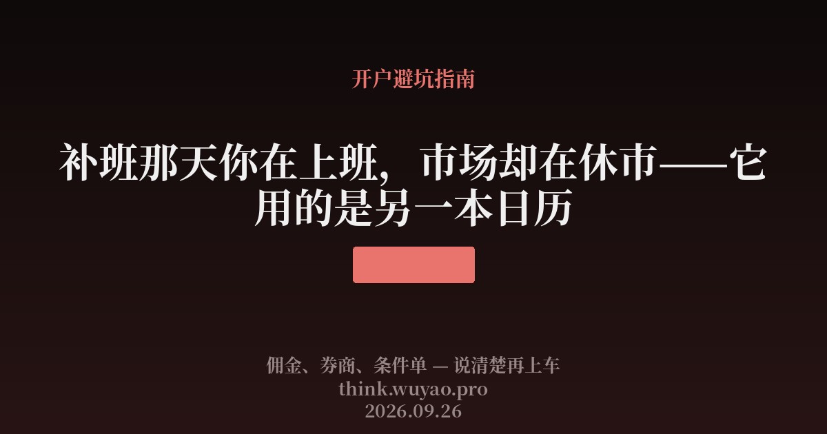 补班那天你在上班,市场却在休市——它用的是另一本日历