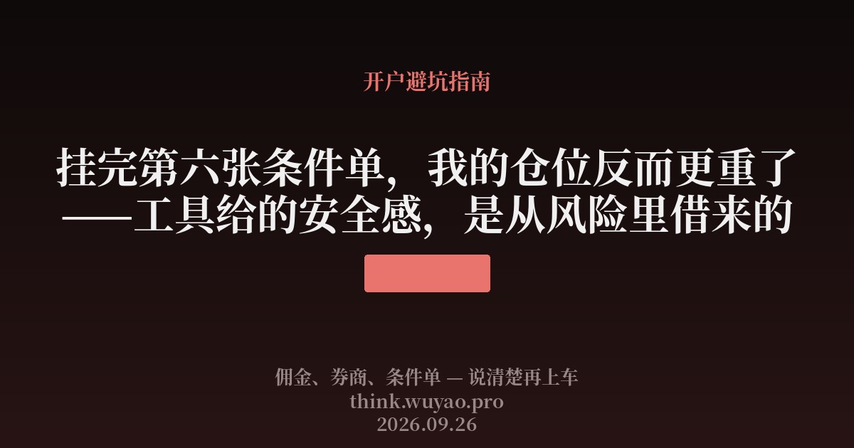 挂完第六张条件单，我的仓位反而更重了——工具给的安全感，是从风险里借来的