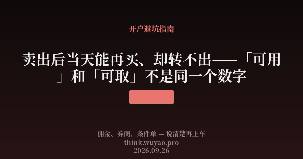 卖出后当天能再买、却转不出——「可用」和「可取」不是同一个数字