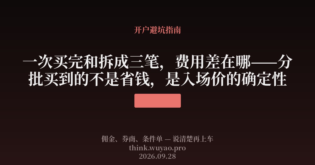 一次买完和拆成三笔，费用差在哪