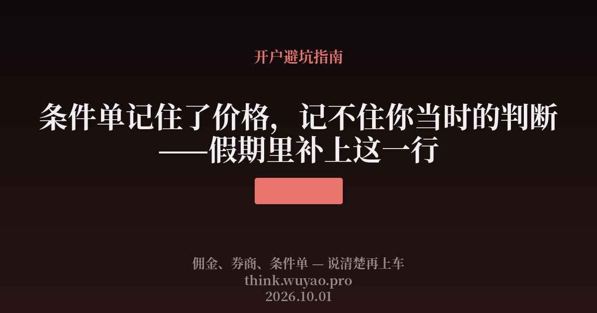 条件单记住了价格,记不住你当时的判断