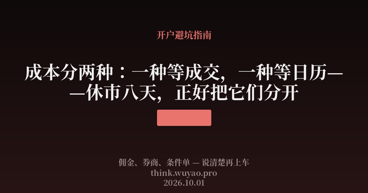 成本分两种:一种等成交,一种等日历——休市八天,正好把它们分开