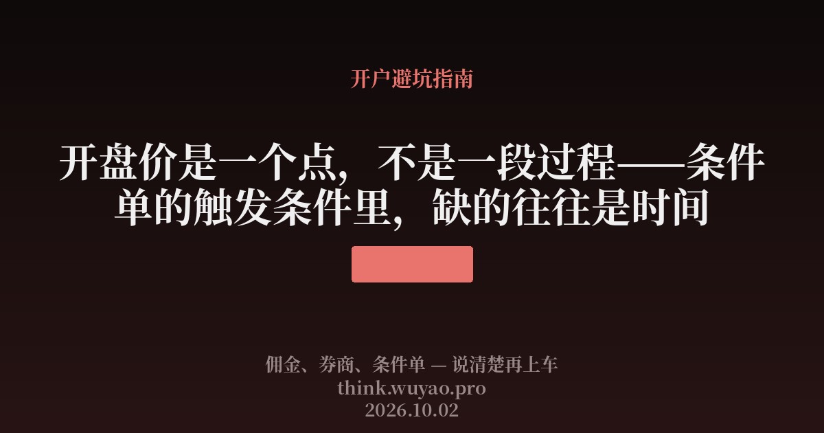 开盘价是一个点，不是一段过程——条件单的触发条件里，缺的往往是时间