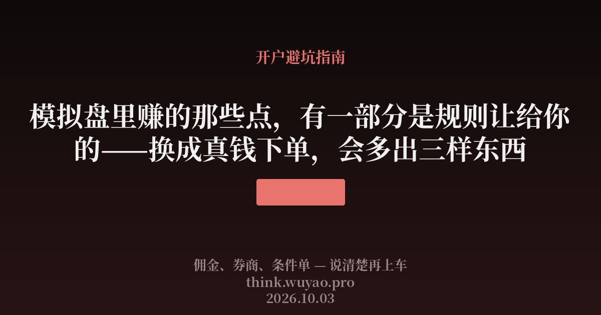 模拟盘里赚的那些点,有一部分是规则让给你的——换成真钱下单,会多出三样东西