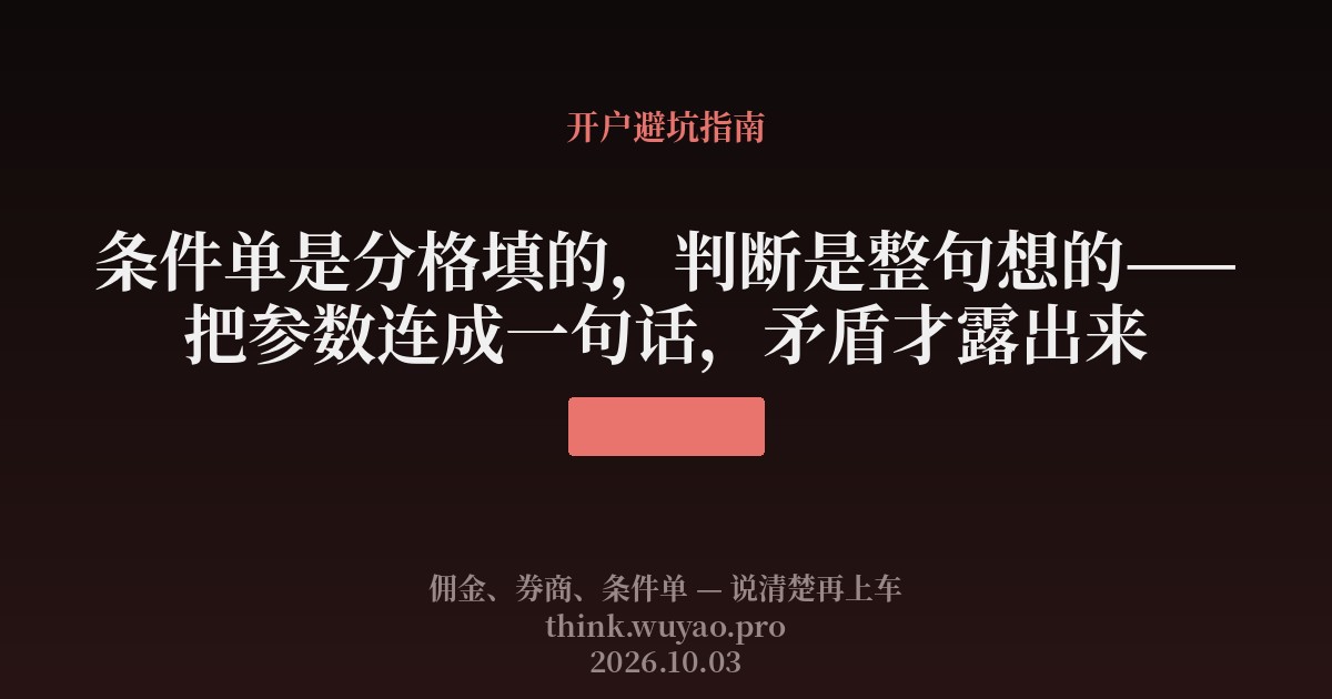 条件单是分格填的,判断是整句想的