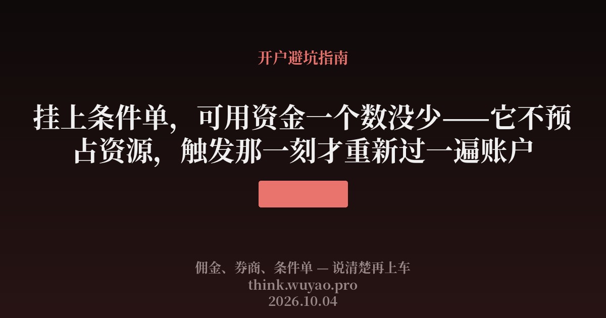 挂上条件单,可用资金一个数没少