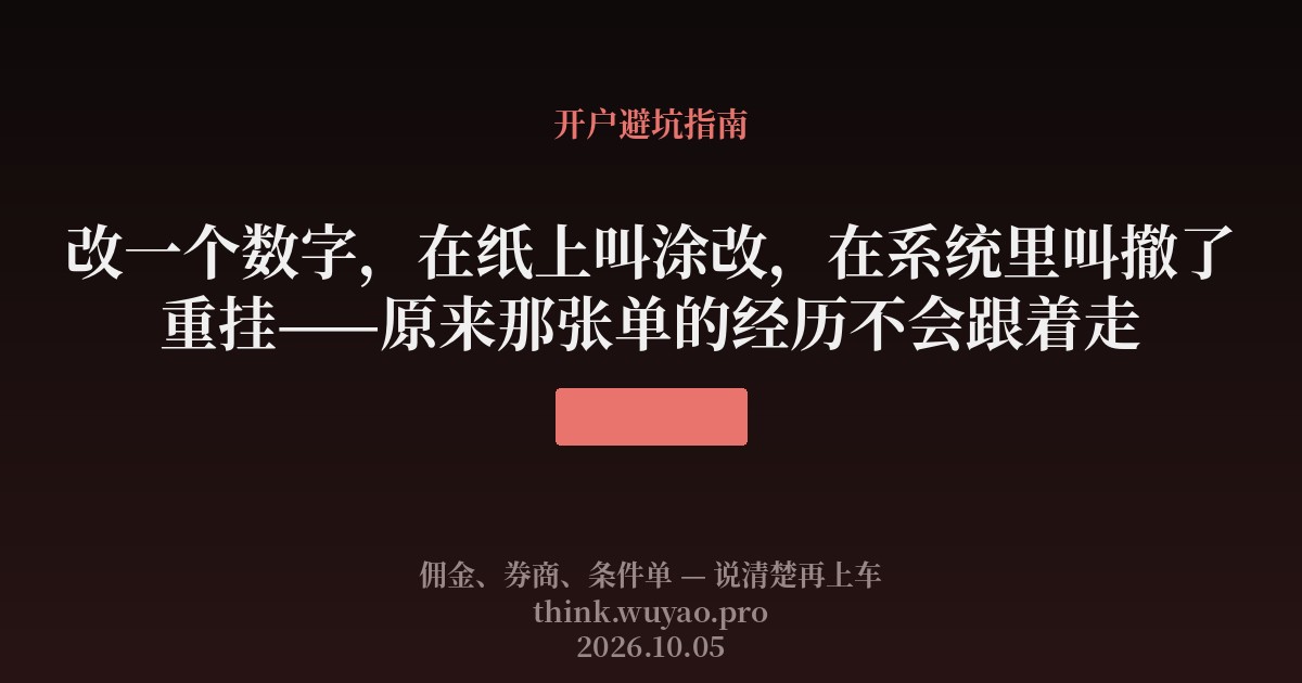 改一个数字,纸上是涂改,系统里是撤了重挂