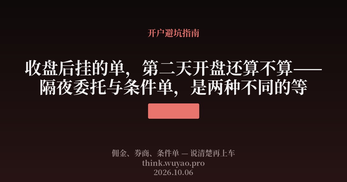 收盘后挂的单,第二天开盘还算不算
