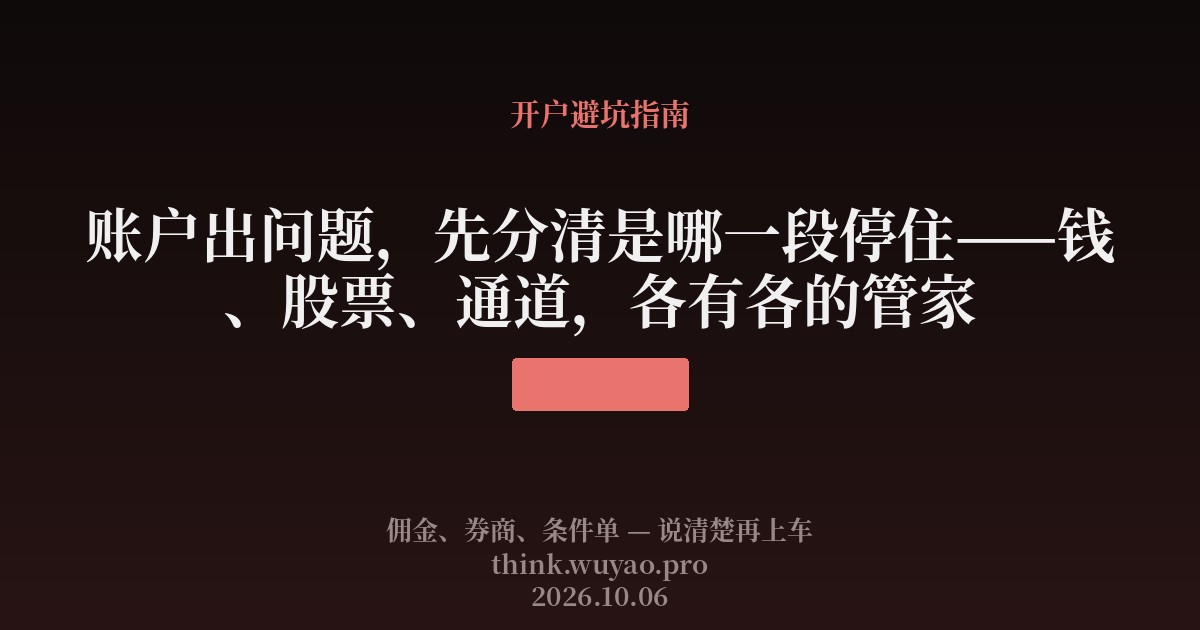 账户出问题,先分清是哪一段停住