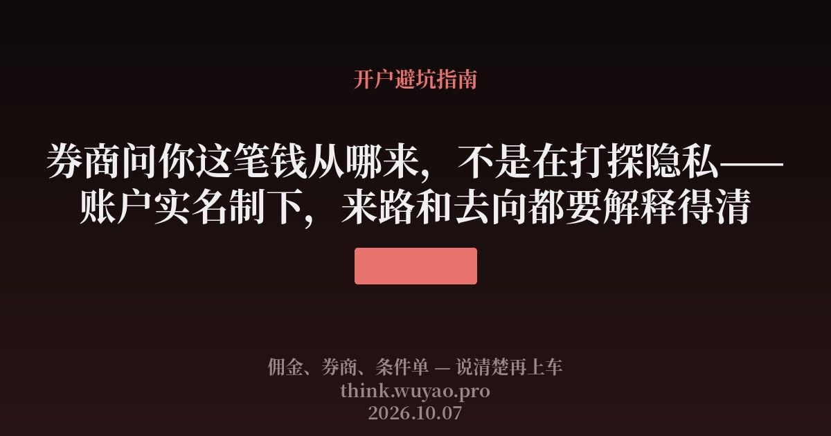 券商问你这笔钱从哪来,不是在打探隐私——账户实名制下,来路和去向都要解释得清