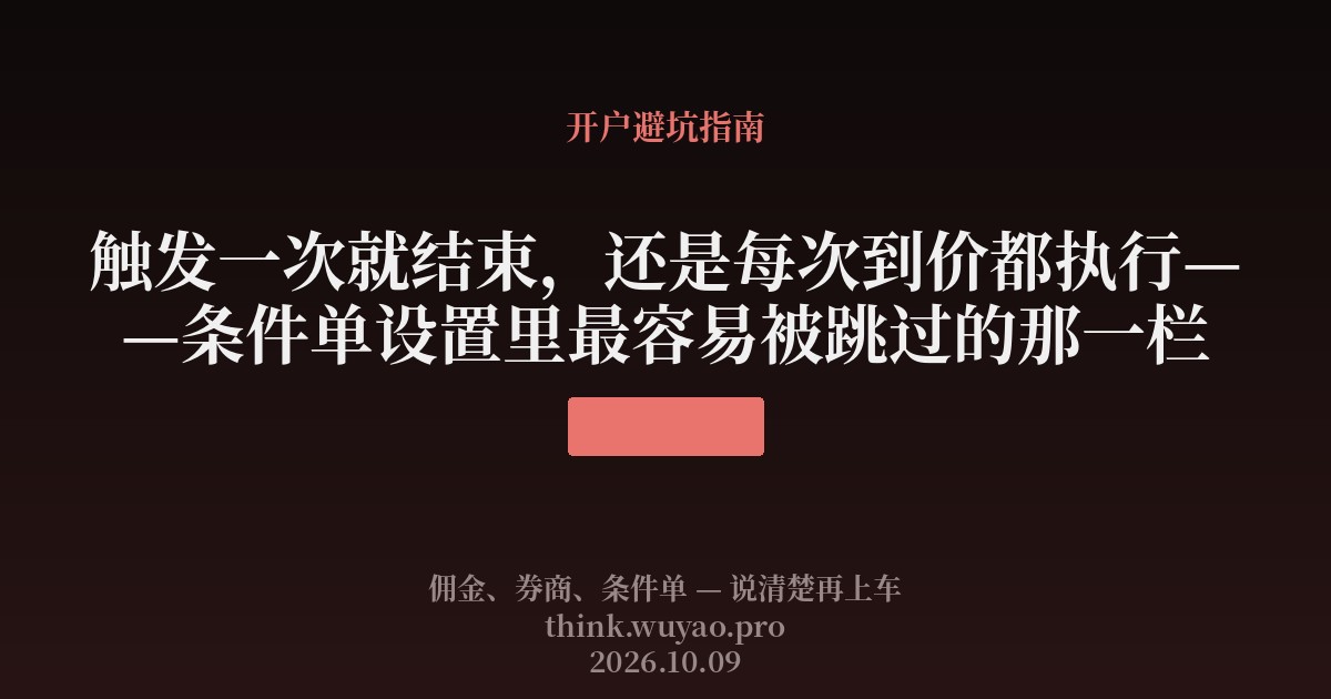 触发一次就结束,还是每次到价都执行——条件单设置里最容易被跳过的那一栏