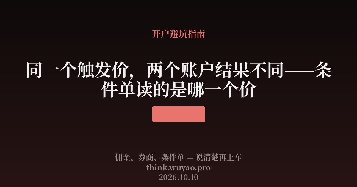 同一个触发价，两个账户结果不同——条件单读的是哪一个价