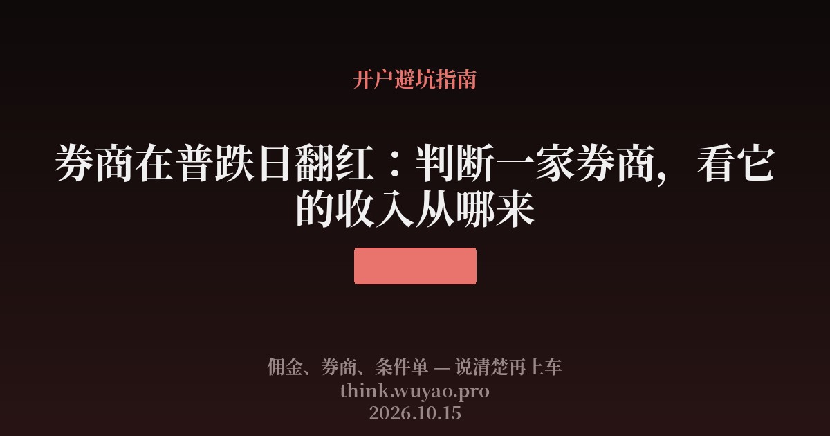 券商在普跌日翻红:判断一家券商,看它的收入从哪来