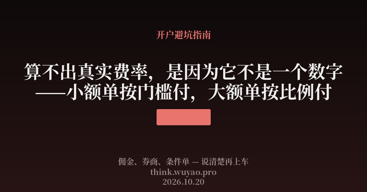 算不出真实费率,是因为它不是一个数字——小额单按门槛付,大额单按比例付
