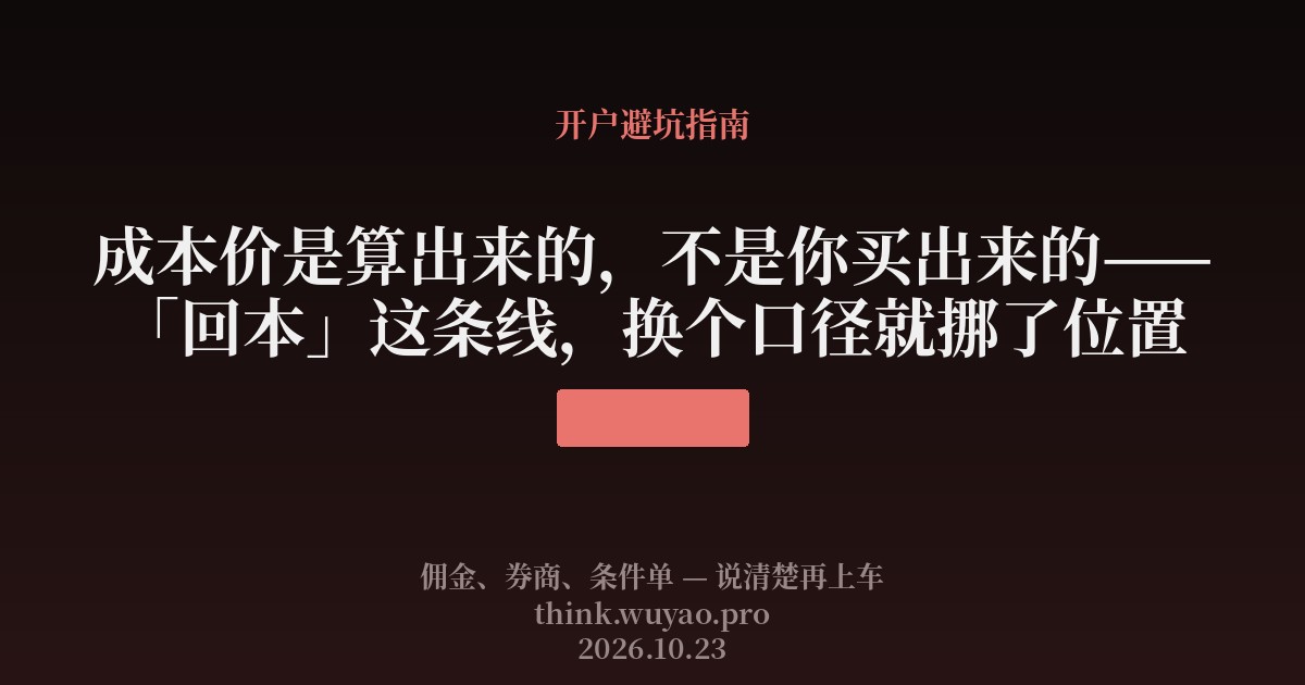 成本价是算出来的,不是你买出来的
