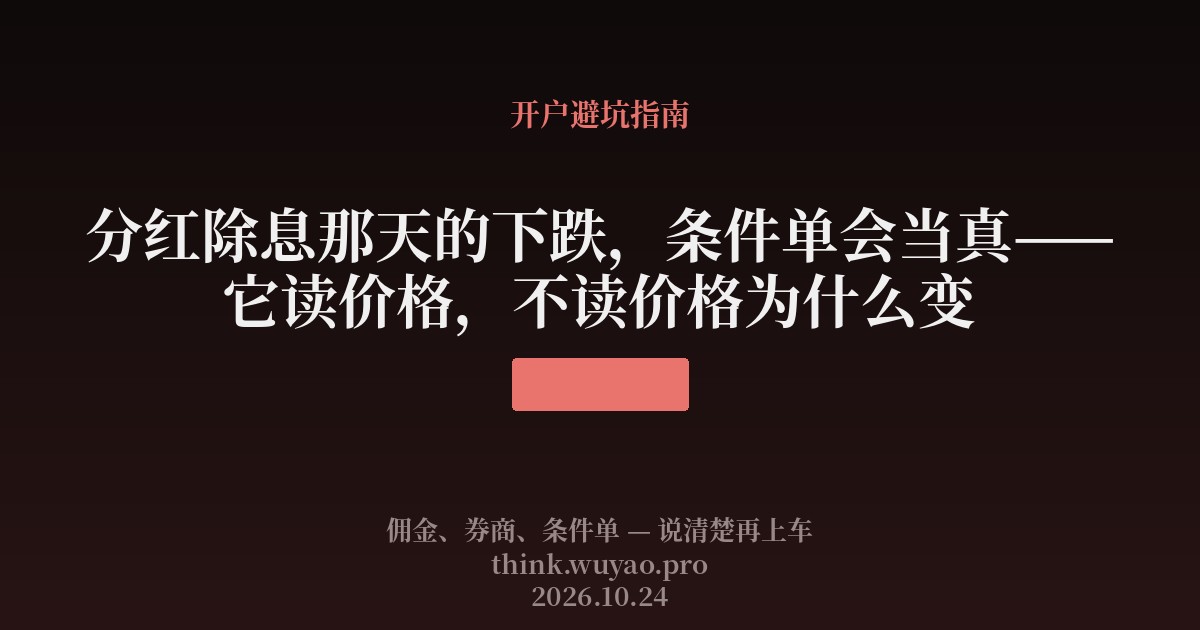 分红除息那天的下跌,条件单会当真