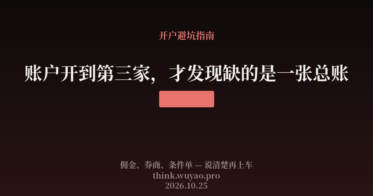 账户开到第三家，才发现缺的是一张总账