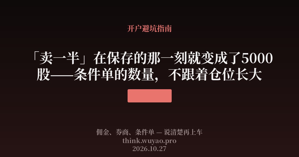 「卖一半」在保存的那一刻就变成了5000股